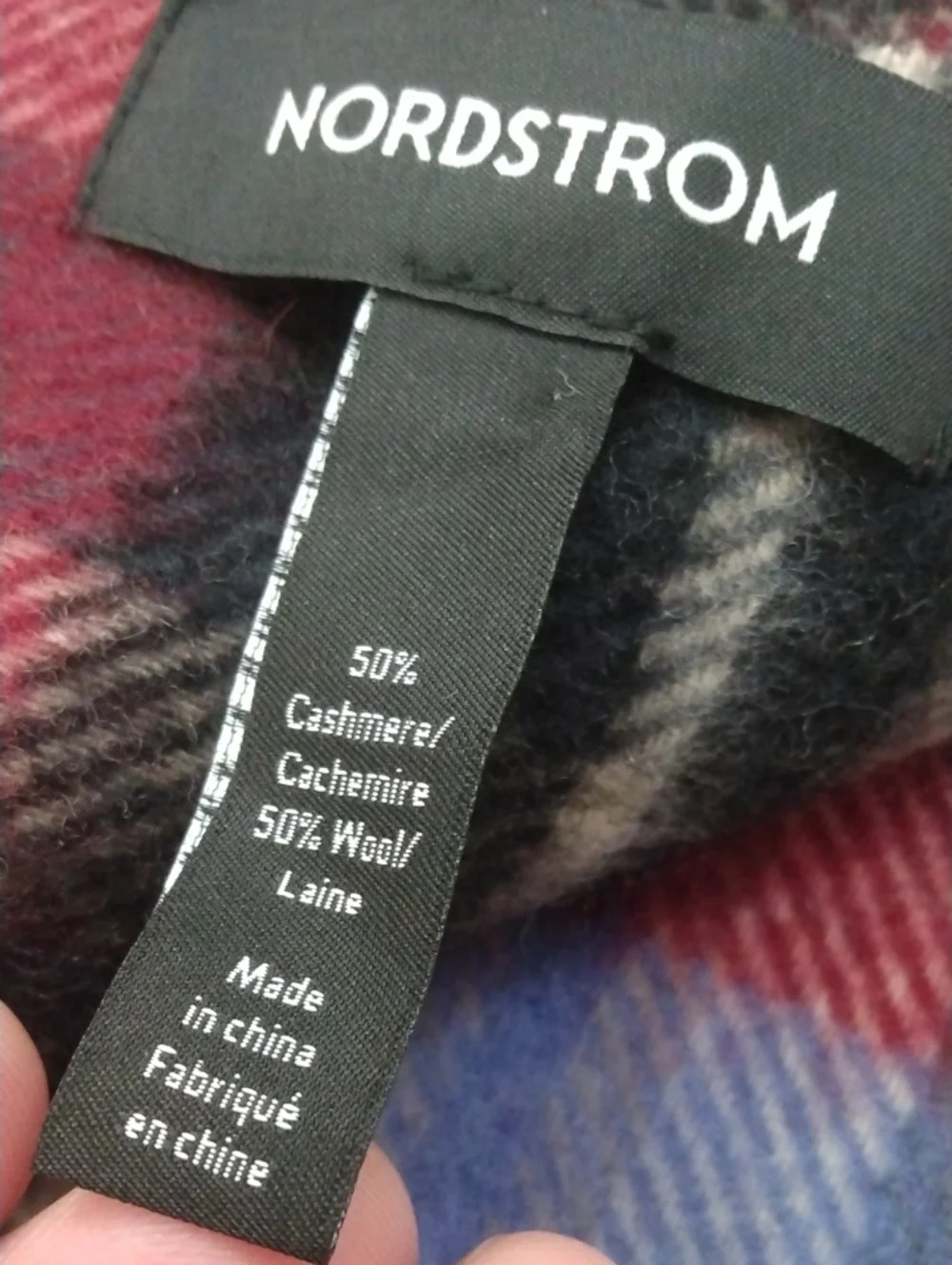 NWOT Nordstrom Classic Plaid Cashmere/Wool Men's Scarf